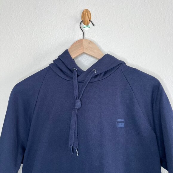 G-Star Raw Mens Tendric Stor Hooded 1/2-Sleeve Navy Blue Sweatshirt Small - Picture 2 of 11